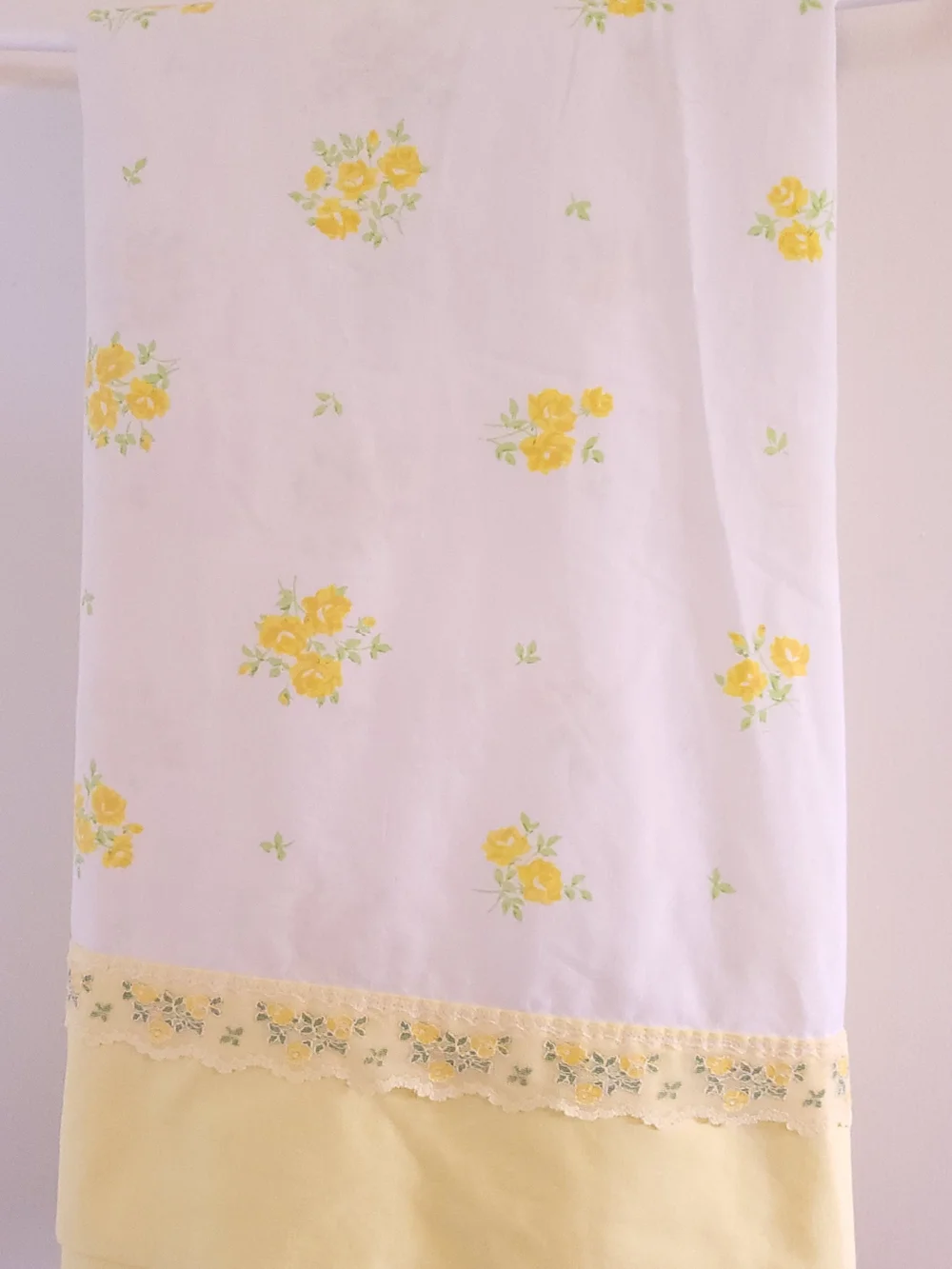 Lady Pepperell No Iron Percale Full Flat Sheet Roses Lace Cottage Granny Vtg